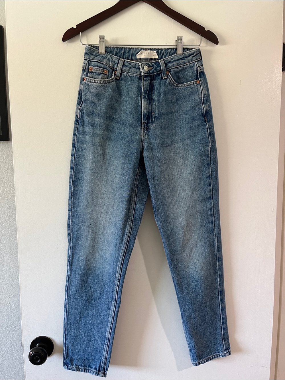 Topshop High-Rise Light Blue Straight Jeans